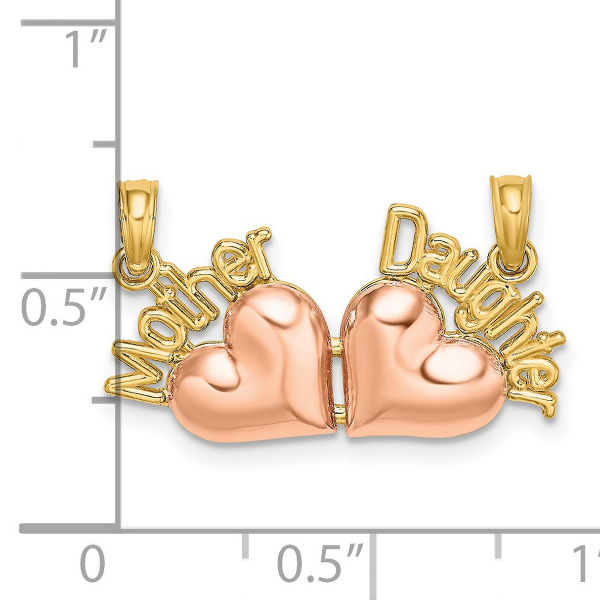 14k Two-Tone Gold Split Heart Pendant with Mother Daughter Engravings