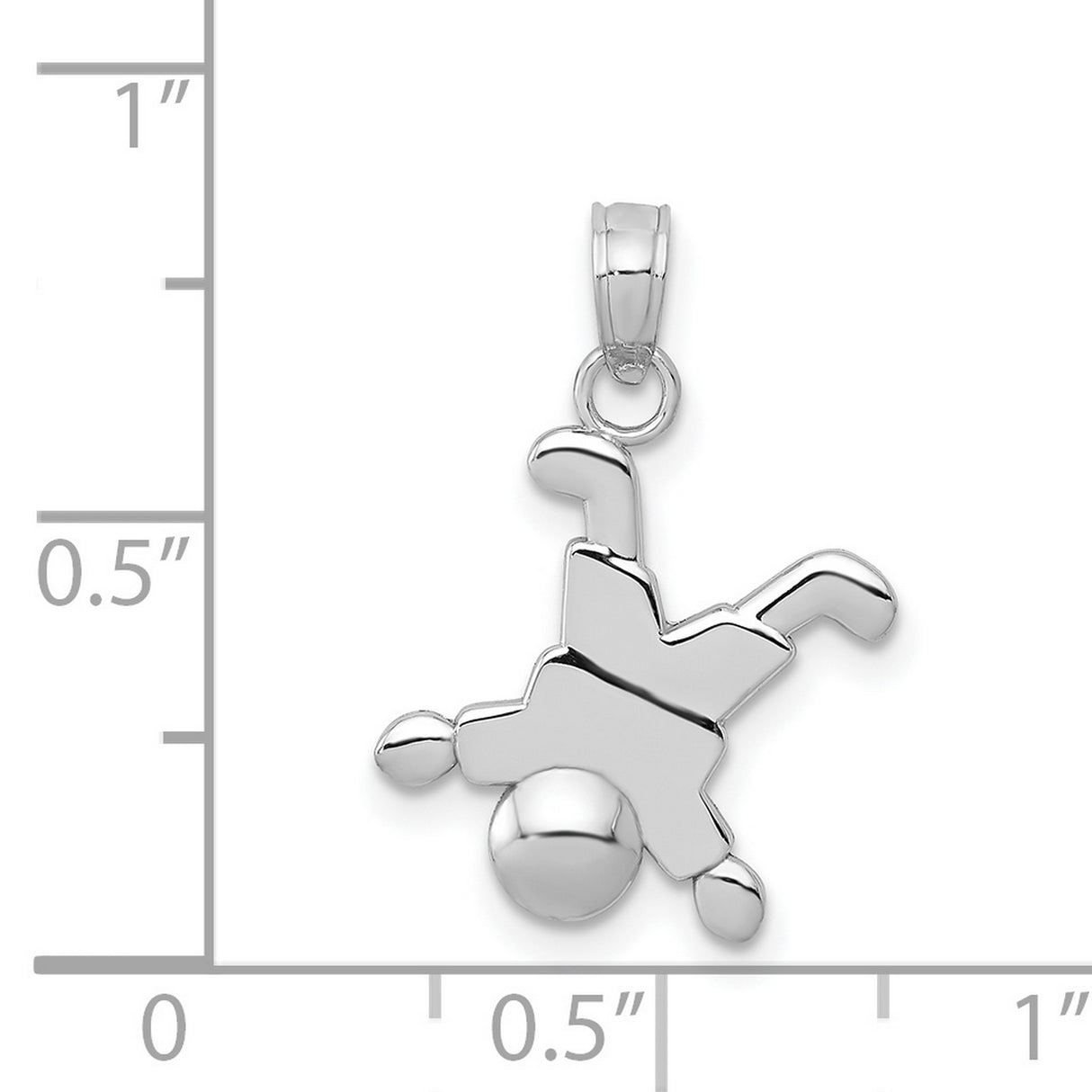 14k White Gold Pendant with Playful Handstand Design, Minimalist Family Charm