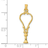 14k Yellow Gold Ankh Cross Pendant, Openwork Egyptian Symbol of Life Charm, Unisex Spiritual Jewelry