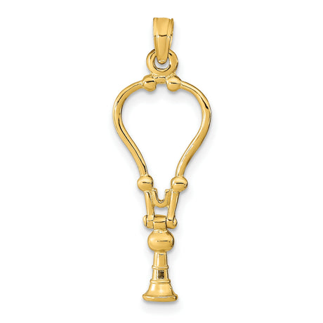 14k Yellow Gold Ankh Cross Pendant, Openwork Egyptian Symbol of Life Charm, Unisex Spiritual Jewelry