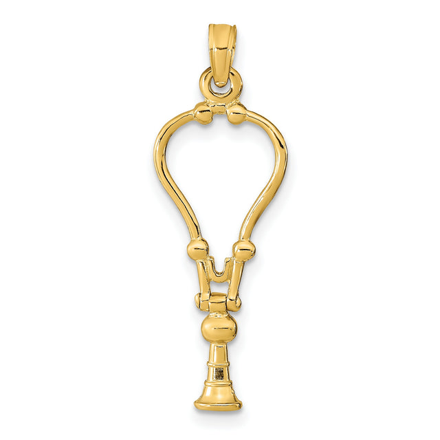 14k Yellow Gold Ankh Cross Pendant, Openwork Egyptian Symbol of Life Charm, Unisex Spiritual Jewelry