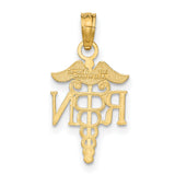 14k Yellow Gold RN Caduceus Pendant, Registered Nurse Medical Symbol Charm
