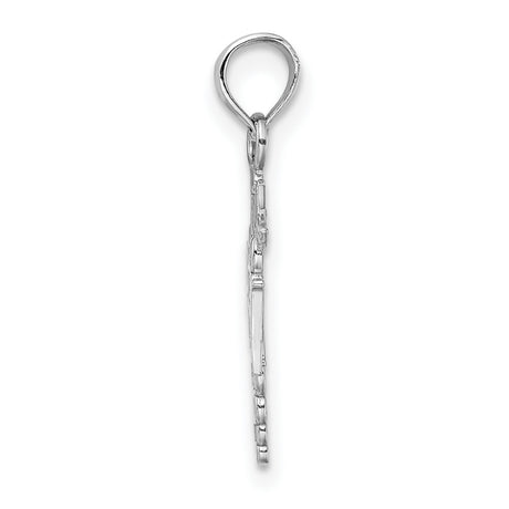 14k White Gold RN Caduceus Pendant, Medical Symbol Charm for Nurses and Healthcare Workers