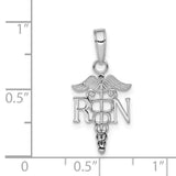 14k White Gold RN Caduceus Pendant, Medical Symbol Charm for Nurses and Healthcare Workers