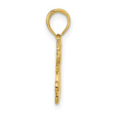 14k Yellow Gold MOM Pendant with Angel Cherubs and Heart, Spiritual Religious Charm for Women