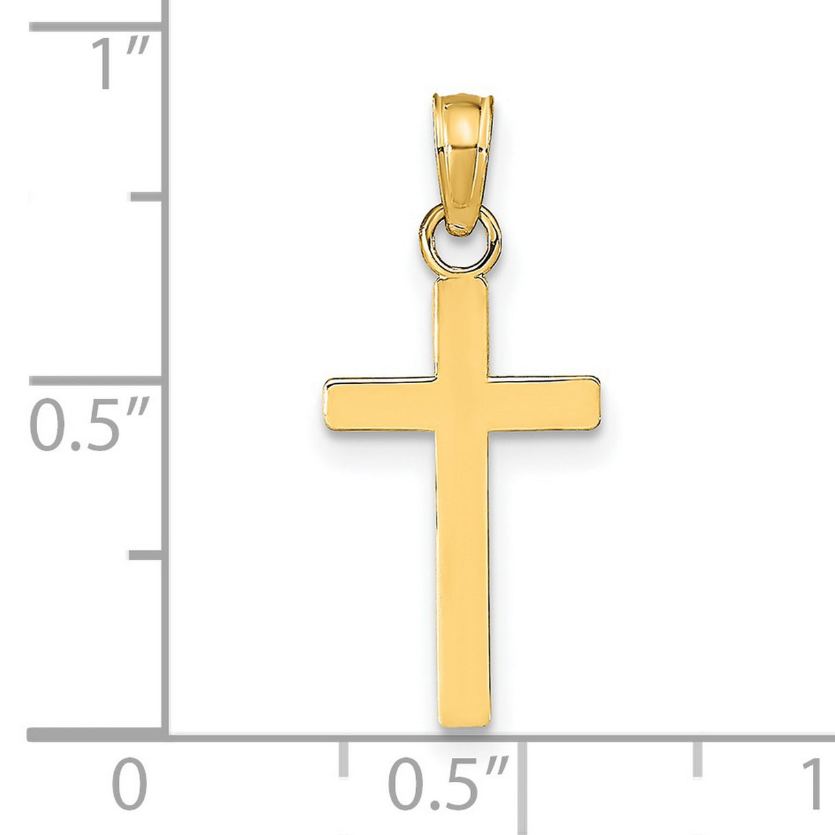 Polished Cross Charm Pendant in Real 14k Yellow Gold