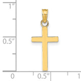 Polished Cross Charm Pendant in Real 14k Yellow Gold