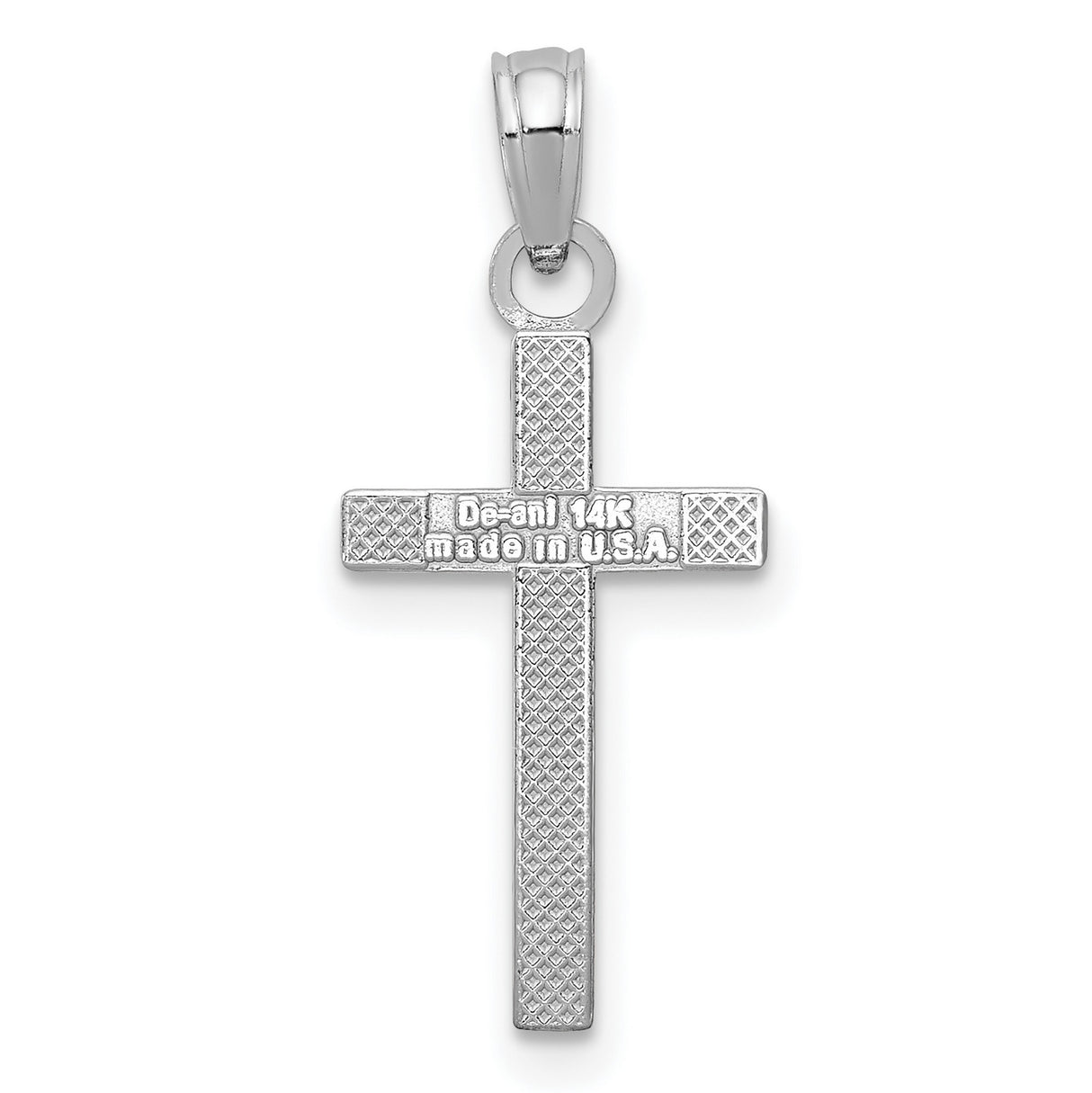 14k White Gold Cross Pendant, Minimalist Sleek Design, Unisex Religious Jewelry