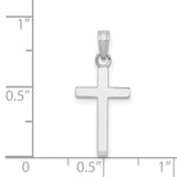 14k White Gold Cross Pendant, Minimalist Sleek Design, Unisex Religious Jewelry