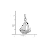 14k White Gold Sailboat Pendant, Nautical Sailing Boat Charm for Women or Unisex Wear