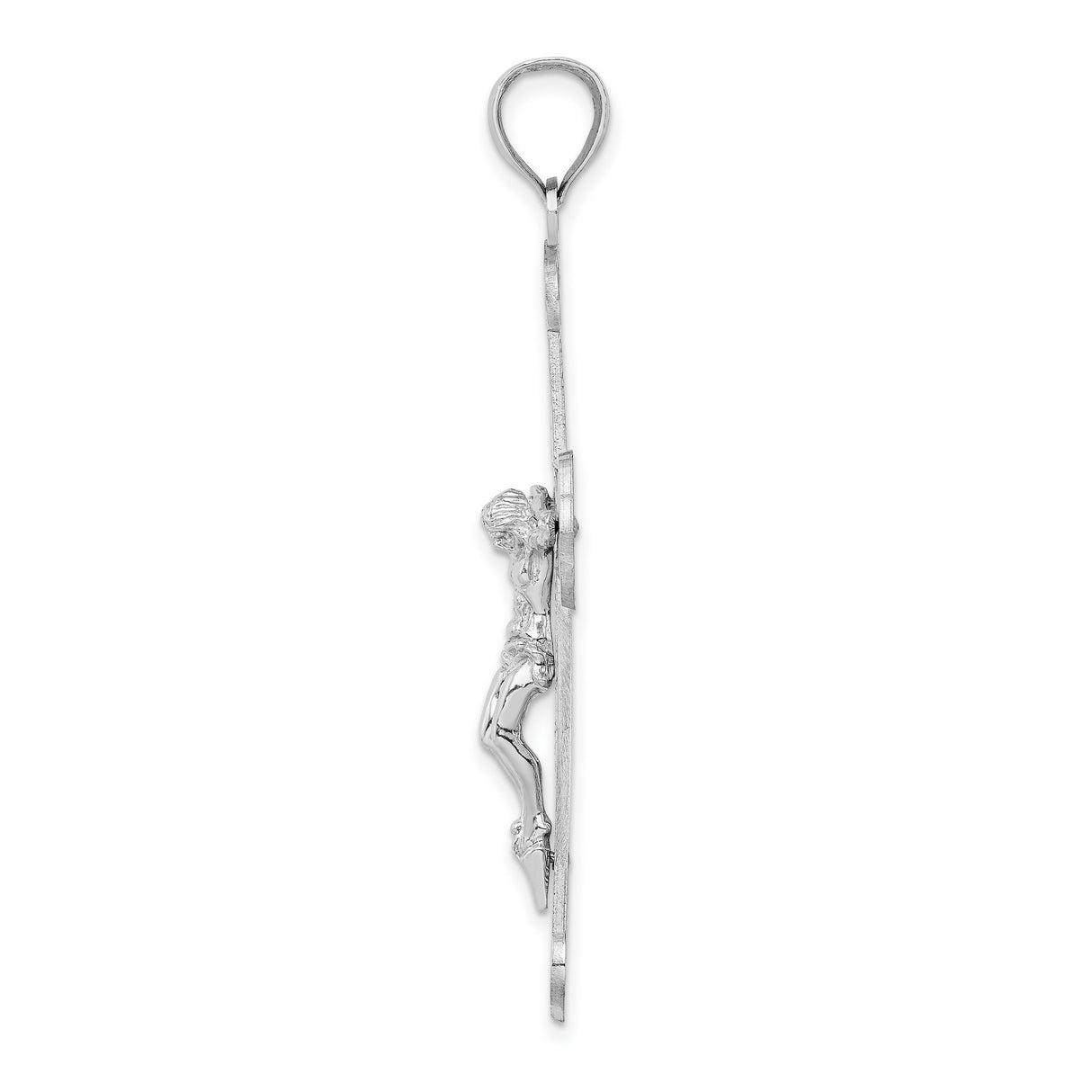 14k White Gold Crucifix Cross Pendant with Jesus Detail, Religious Filigree Charm for Men and Women