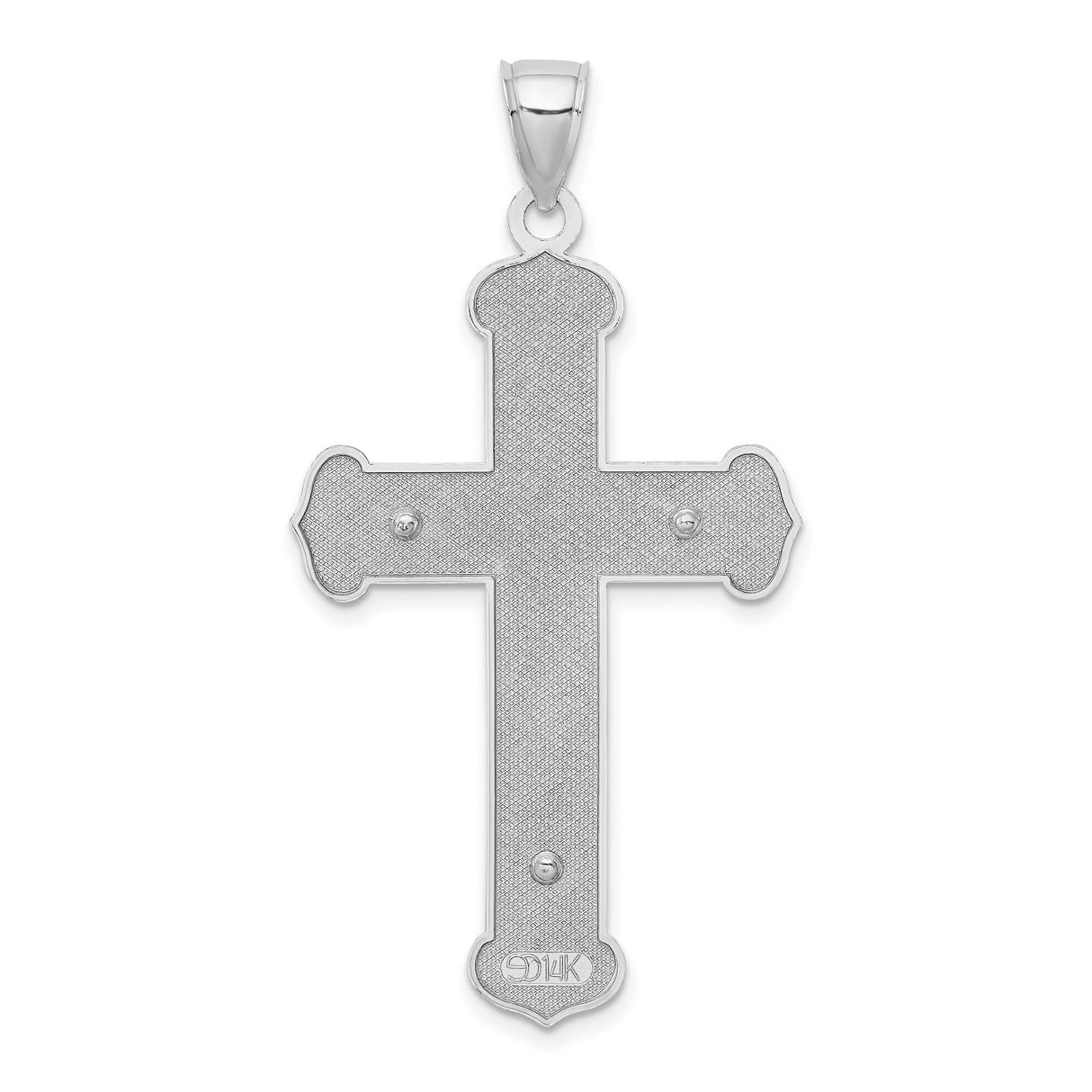 14k White Gold Crucifix Cross Pendant with Jesus Detail, Religious Filigree Charm for Men and Women