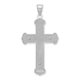14k White Gold Crucifix Cross Pendant with Jesus Detail, Religious Filigree Charm for Men and Women