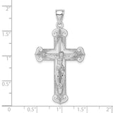 14k White Gold Crucifix Cross Pendant with Jesus Detail, Religious Filigree Charm for Men and Women