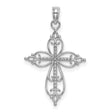 14k White Gold Filigree Cross Pendant with Openwork Lace Design, Vintage Inspired Faith Jewelry