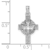 Cut-Out Dove Cross Charm Pendant in Real 14k White Gold