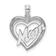 14k White Gold Heart Pendant with Script Mom Design, Symbolic Love Jewelry for Women