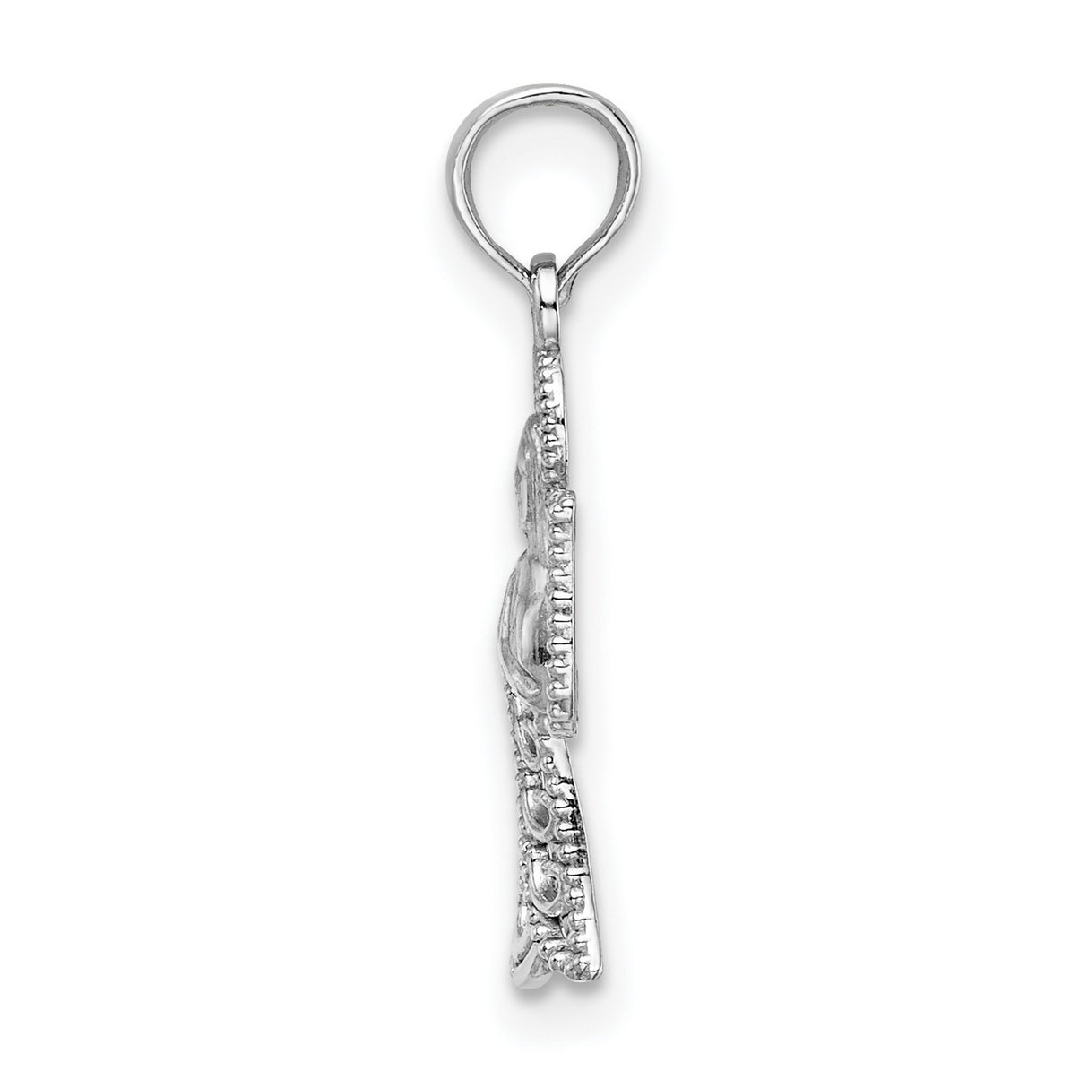 Angel Charm Pendant in Real 14k White Gold