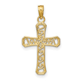 Fancy Cross Charm Pendant in Real 14k Yellow Gold