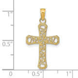 Fancy Cross Charm Pendant in Real 14k Yellow Gold