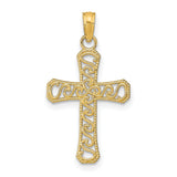 Fancy Cross Charm Pendant in Real 14k Yellow Gold