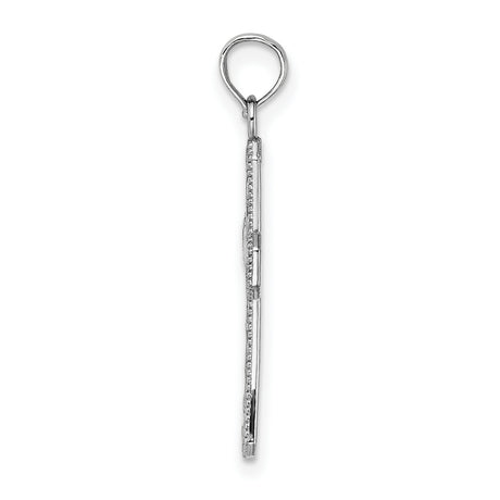 14k White Gold Cross Pendant with Swirl Detail and Filigree Design for Men and Women