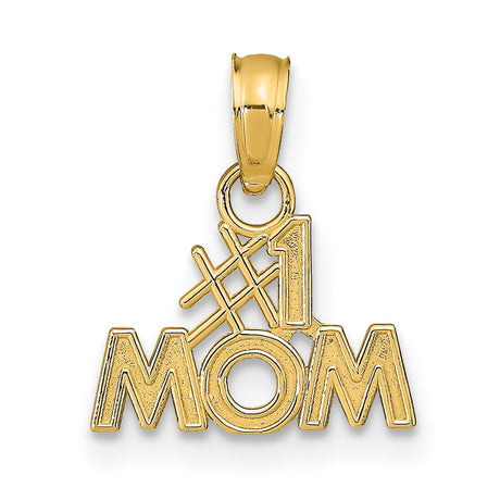 14k Yellow Gold Pendant, #1 Mom Charm, Symbolic Motherhood Jewelry for Women