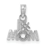 #1 MOM Charm Pendant in Real 14k White Gold