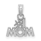 #1 MOM Charm Pendant in Real 14k White Gold