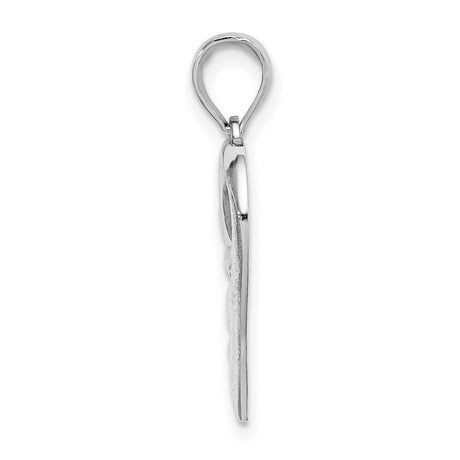 14k White Gold Heart Pendant with Intertwined Hearts and Branch Design