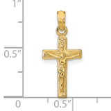 Crucifix Charm Pendant in Real 14k Yellow Gold