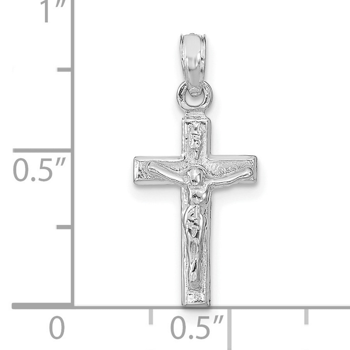 14k White Gold Crucifix Cross Pendant with Jesus, Christian Catholic Religious Charm