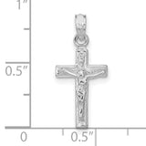 14k White Gold Crucifix Cross Pendant with Jesus, Christian Catholic Religious Charm