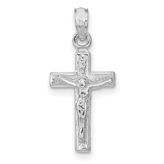 14k White Gold Crucifix Cross Pendant with Jesus, Christian Catholic Religious Charm