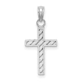 Cross Charm Pendant in Real 14k White Gold