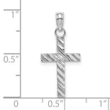 Cross Charm Pendant in Real 14k White Gold