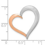 14k White and Rose Gold Open Heart Pendant, Asymmetrical Two-Tone Design for Women