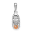 14k White and Rose Gold Baby Shoe Pendant with Heart Accent, Motherhood Charm