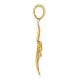 14k Yellow Gold Stingray Pendant with Cutout Wings and Textured Finish, Unisex Ocean Theme Charm