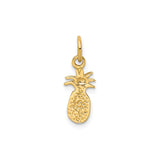 14k Yellow Gold Pineapple Charm Pendant, Textured Tropical Fruit Design