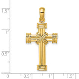 Polished Cross Charm Pendant in Real 14k Yellow Gold