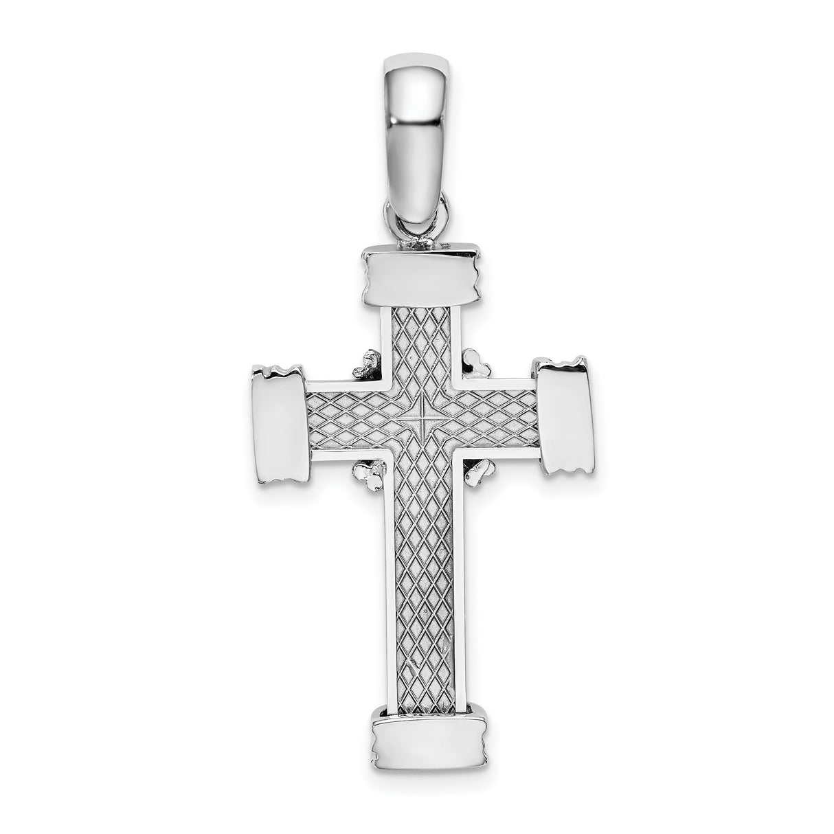 14k White Gold Cross Pendant, Polished or Textured Religious Symbol for Men and Women