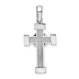 14k White Gold Cross Pendant, Polished or Textured Religious Symbol for Men and Women
