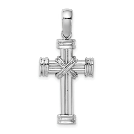 14k White Gold Cross Pendant, Polished or Textured Religious Symbol for Men and Women