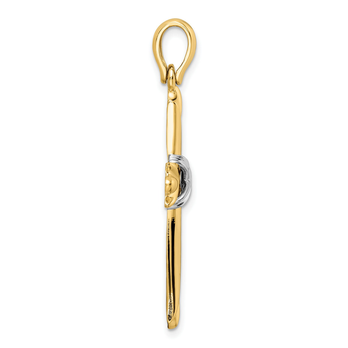 CROSS WHITE X CENTER Charm Pendant in Real 14k Multi-Tone Gold