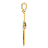 CROSS WHITE X CENTER Charm Pendant in Real 14k Multi-Tone Gold