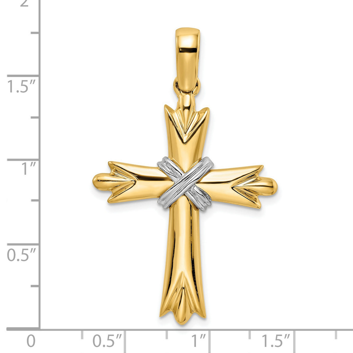 CROSS WHITE X CENTER Charm Pendant in Real 14k Multi-Tone Gold
