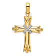 CROSS WHITE X CENTER Charm Pendant in Real 14k Multi-Tone Gold