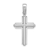 Beveled Cross Charm Pendant in Real 14k White Gold