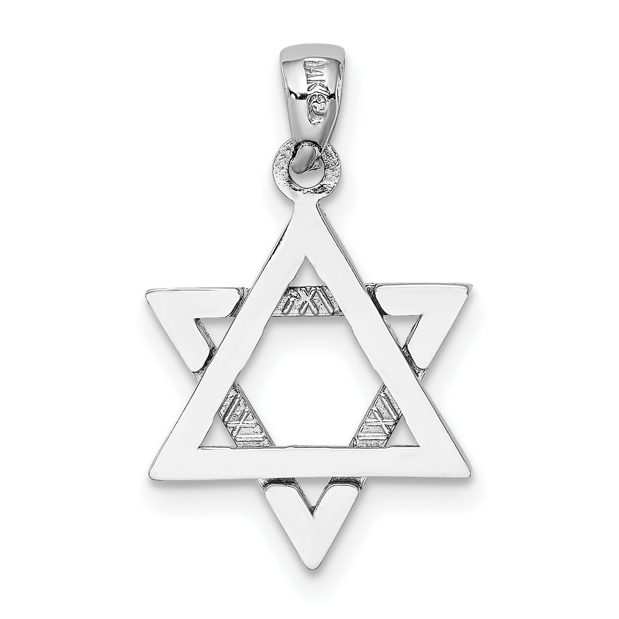 14k White Gold Star of David Pendant, Polished Openwork Magen David Charm, Unisex Religious Jewelry